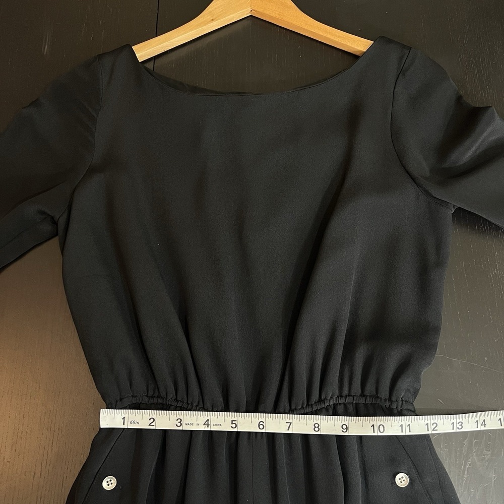 RAG & BONE 100% Silk Romper Size 4 Black Cuffed Capsule Minimalist Short Sleeve - Picture 9 of 12
